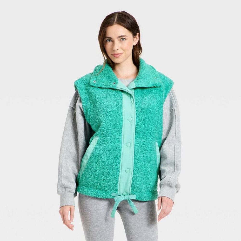 JoyLab - Women's High Pile Vest - JoyLab Turqouise Green S Green